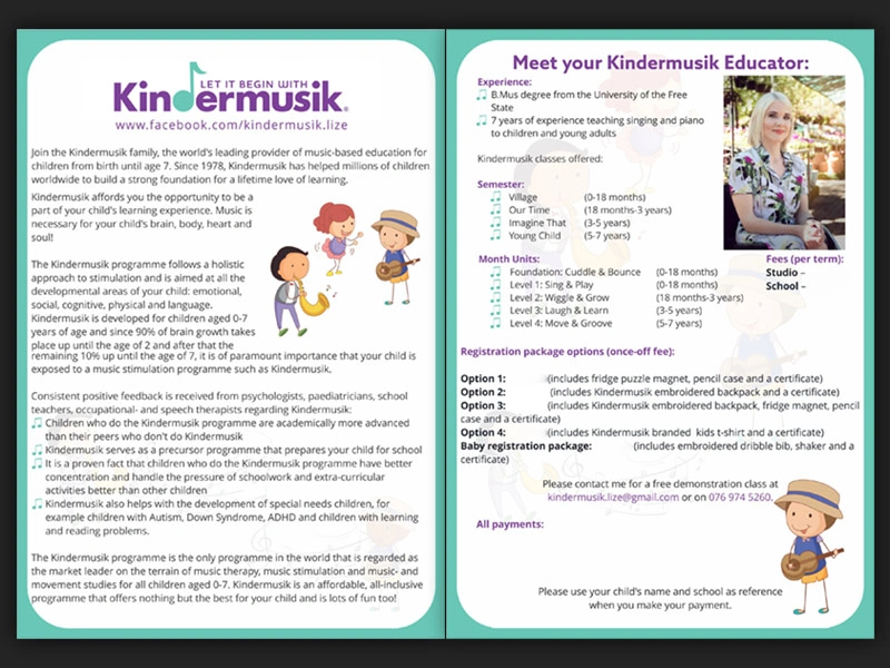 Kindermusiek with Lize - Flyer design - Kindermusiek flyer 01