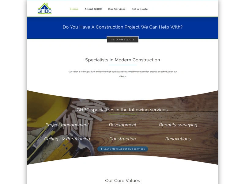 Website design - GHBC Contruction - ghbc website 01